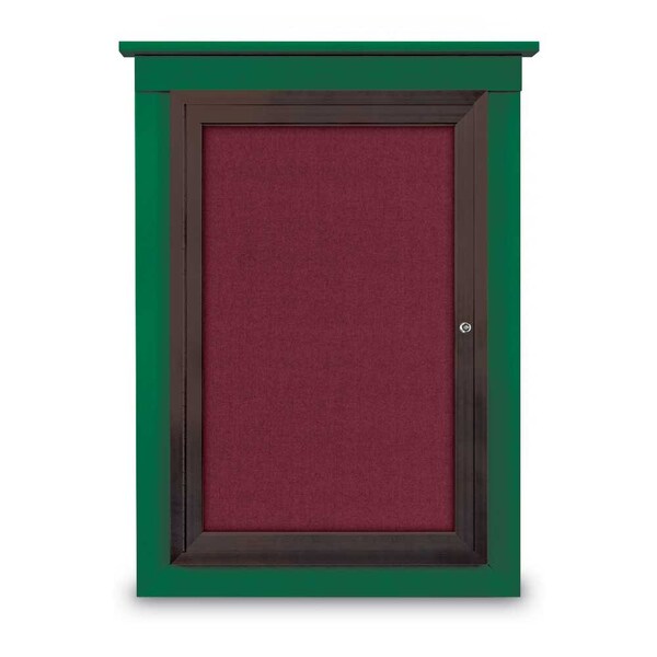 Sliding Glass Enclosed Letterboard, 96"x3, UV9013ACS-SATIN-GREEN